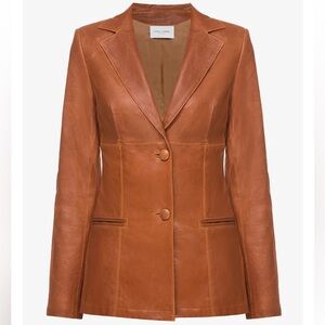 BRAND NEW Sara Tamini Brown Fitted Patina Leather Jacket Size 40